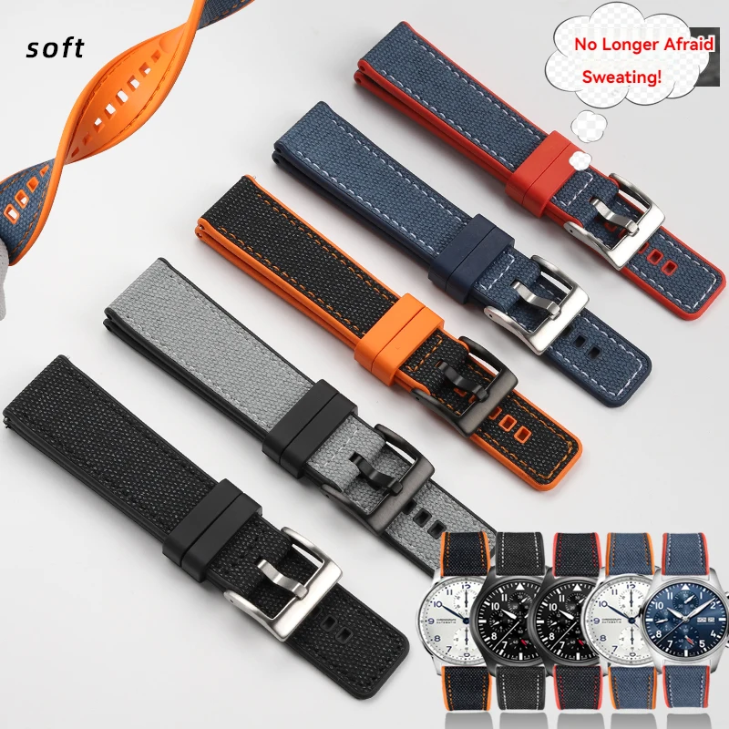 

For Longines Seiko Omega Leather+Rubber bottom Watchbands Quick Release For Tissot Timex Each Brand Diving Watches 20/21/22/24mm