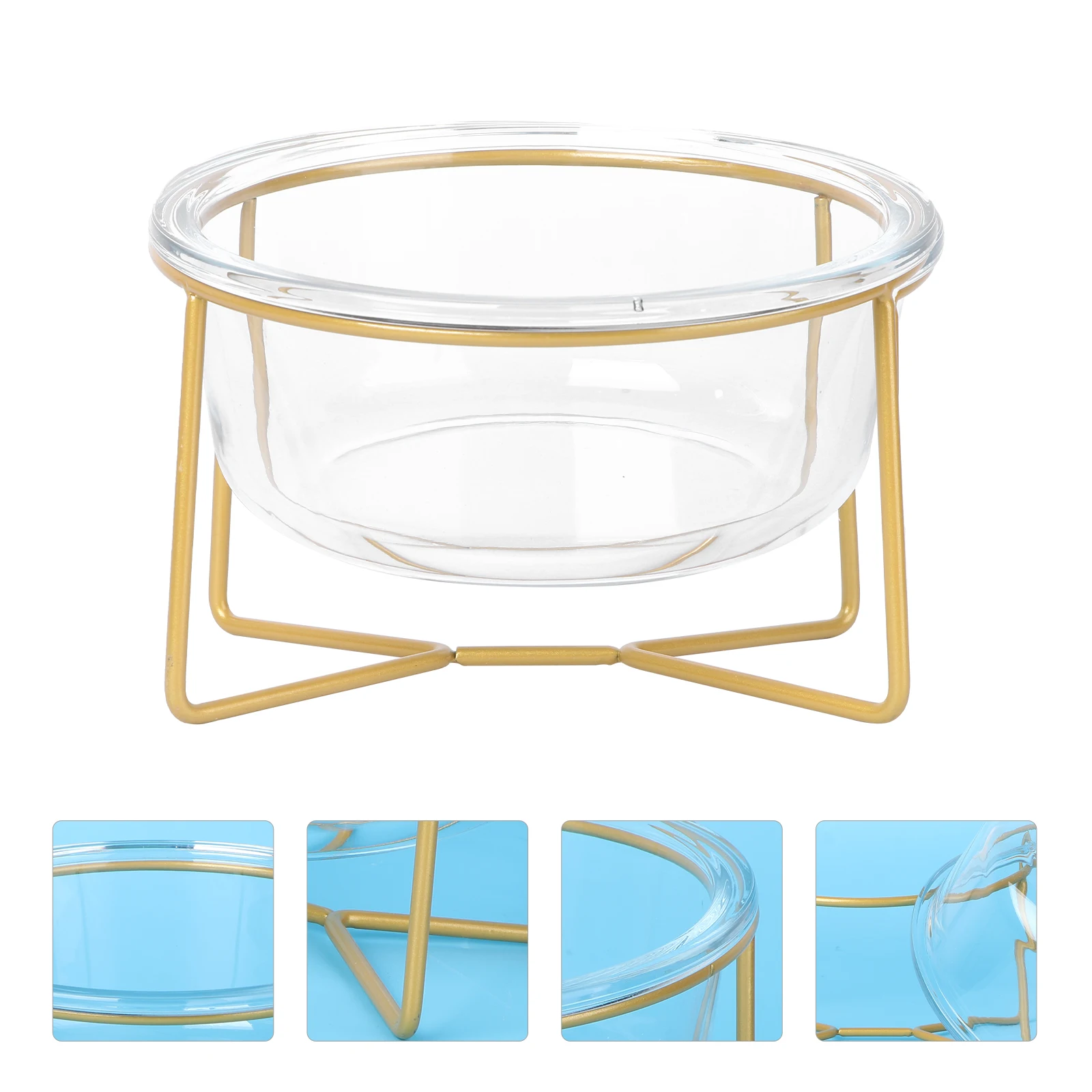 

Glass Pet Bowl 14 7CM 480ML High Base Feeder for Small Cats Dogs Durable Water Storage Container