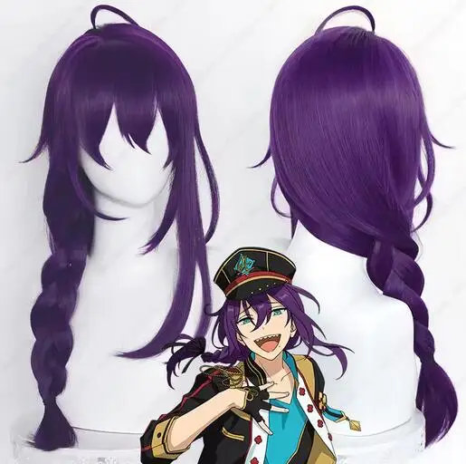 Parrucca cosplay Ayase Mayoi Parrucche intrecciate viola lunghe 65 cm Parrucche sintetiche resistenti al calore per Halloween