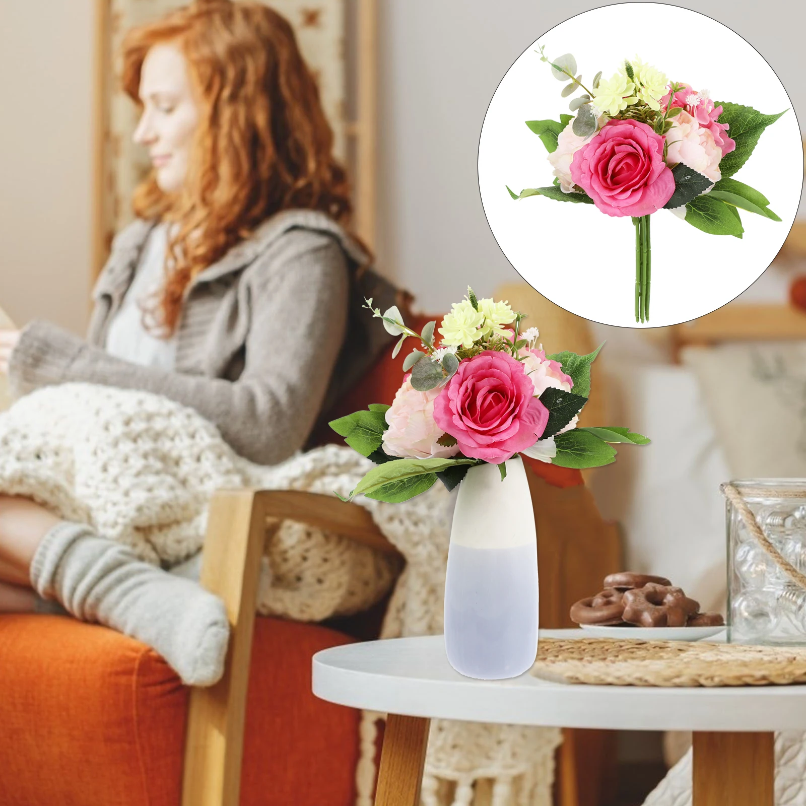 

1 pc Artificial Wedding Bouquet Imitation Flower Bridal Bouquet Simulated Flower Decorative Floral Arrangement For Wedding
