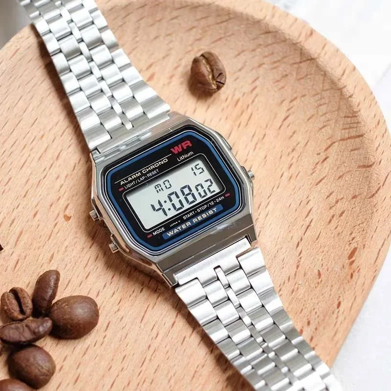 Tungsten Steel Band Watch Waterproof Digital Metal Sports Military Watches Cool Men Women Luxury Electronic Wrist Watches Clock