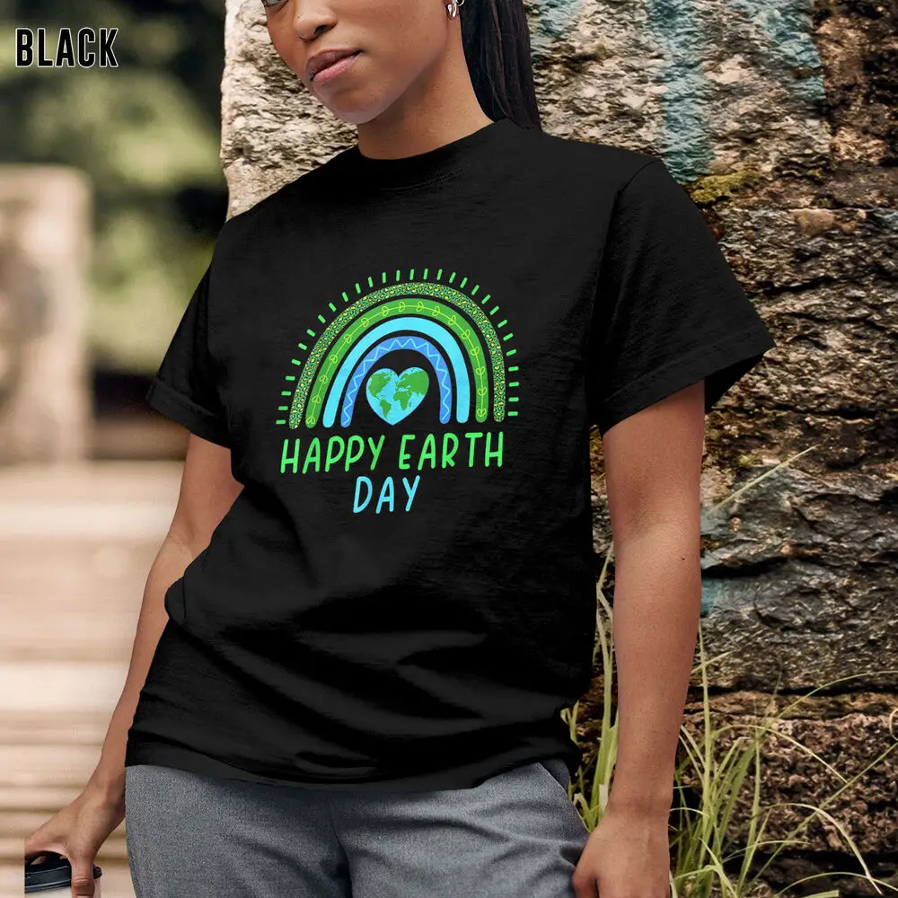 Cute Rainbow Earth Lover Men Women T-Shirt, Earth Day 2024 Tee Gift for Him Her