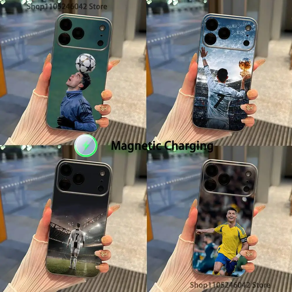 

CR7 Football R-Ronaldo-ES For iPhone 17,16,15,14,13,12Pro,Max,Plus,Mini Transparent gray Phone Case Magnetic Wireless Charging