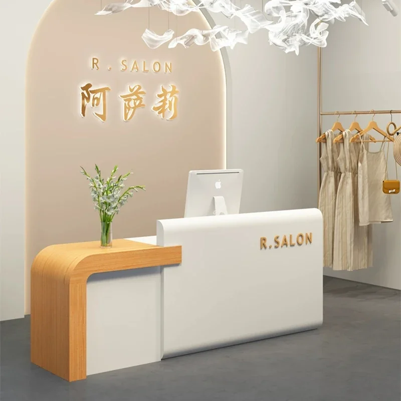 Wave Reception Desk Furniture Hairdressing Counters  Small Store Business Front Counter Clothes Beauty Salon Storage Showcase