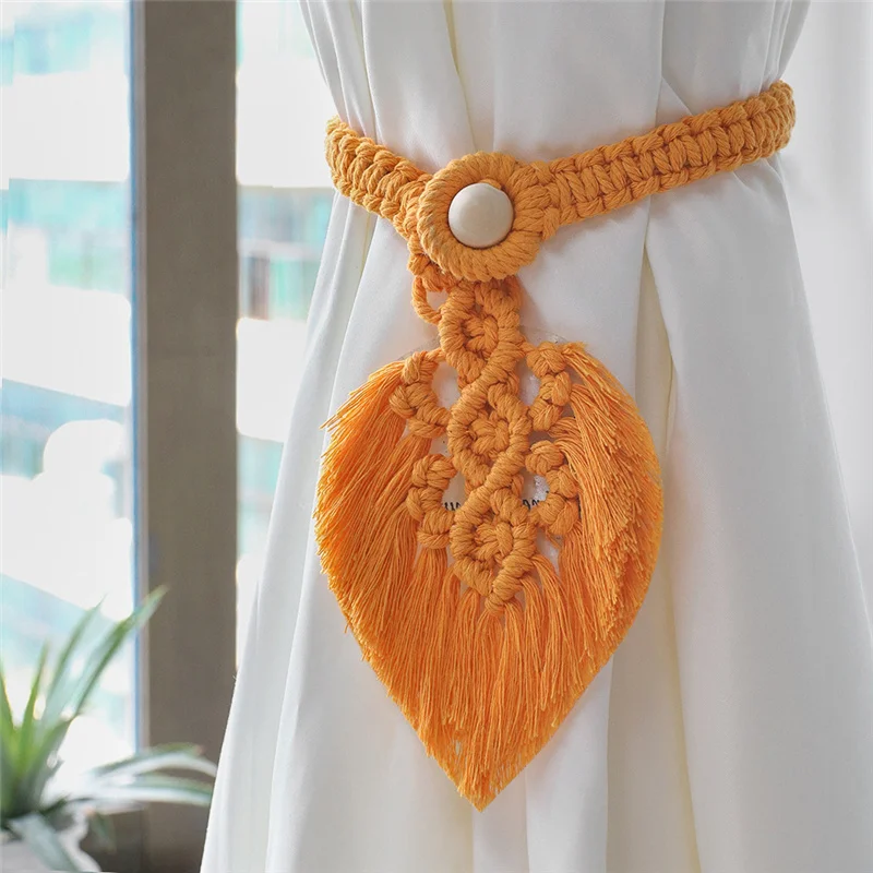 Hand-Woven Macrame Curtain Tieback Holder Hooks Tie Backs Living Room Bohem Decoration Accessories Holdback Curtain Straps