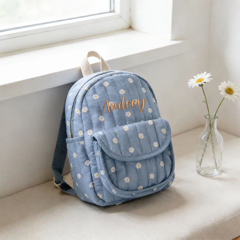 Personalized Kids Backpack with Name Floral Toddler Backpack Custom Preschool Bag Cute Girl School Bag Back-to-School Gift