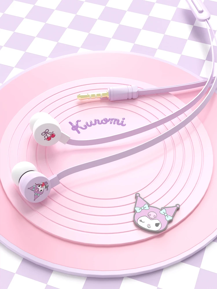 Sanrio Kuromi In-ear Wired Earphones Cinnamoroll Music Headset Pochacco Kawaii Games Sports Headphones My Melody Girls Gifts