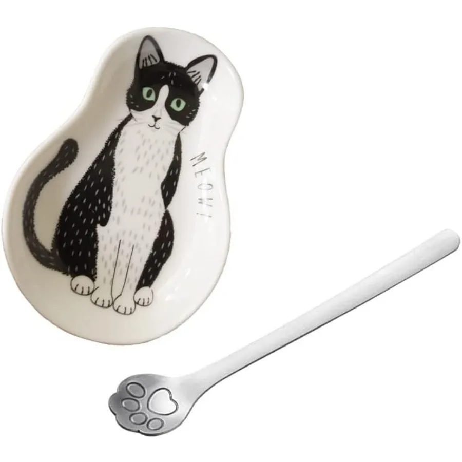 

Coffee Spoon Rests and Spoon - Ceramic Cute Cat Spoon Rest Teaspoon Holder Coffee Station Decor Coffee bar Coffee Stirrers Hold