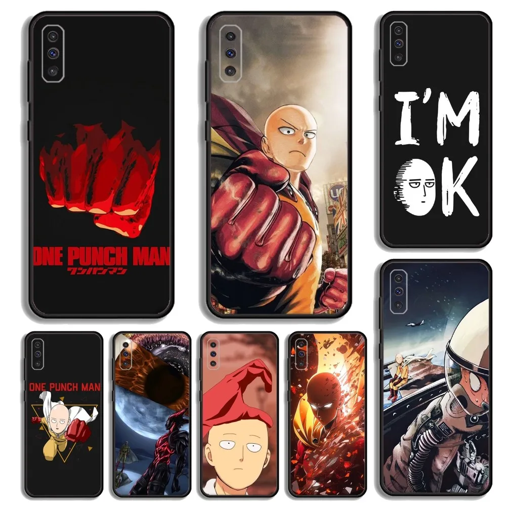 One P-Punch-Man Anime Phone Case For Samsung S23,23,22,30,21,10,9,Note20 Ultra,Lite,Ultra,5G,Plus,FE,Black Soft Case