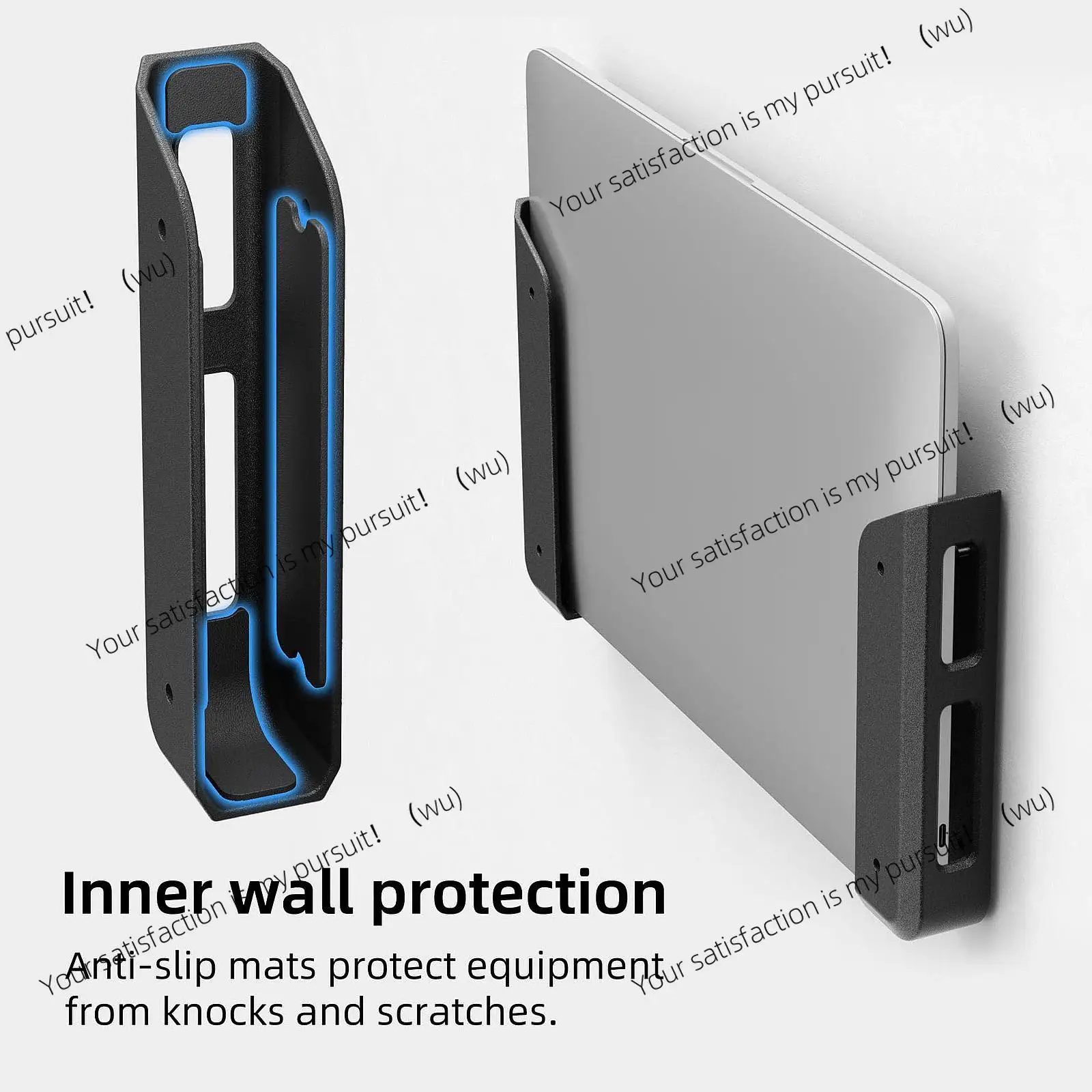 Wall & Under Desk Laptop Mount Holder Notebook Bracket with Anti Scratch Protection Pads Universal for Office Home Living Room