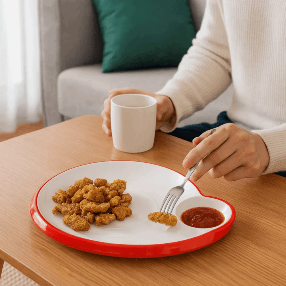 Melamine Dumpling Plate Thickened Imitation Ceramic Snack Serving Tray with Vinegar Dish Drop-Resistant French Fries Tray