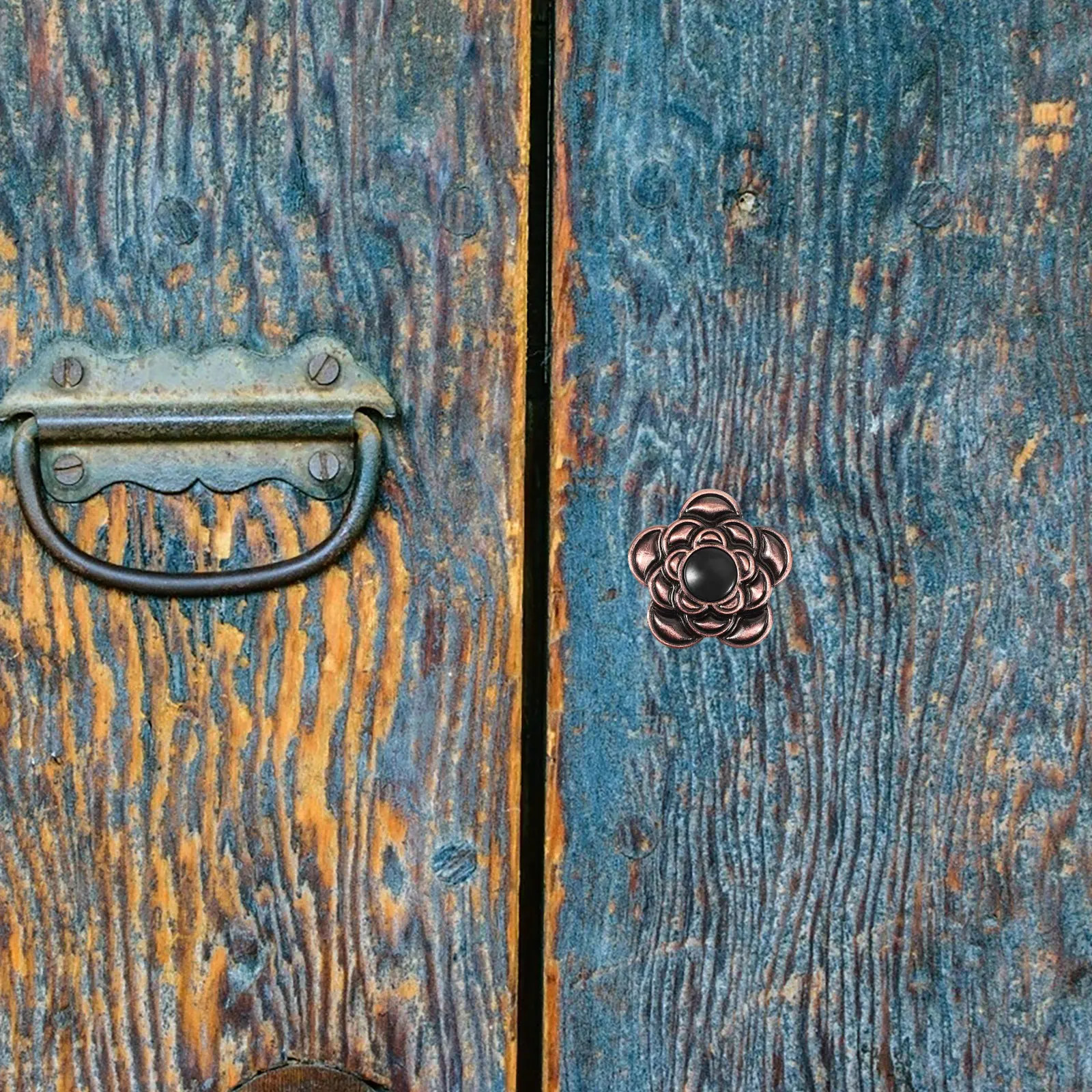 

Lock Hole Plug Door Knob Cover Plate with Screws Deadbolt Vintage Flower Shaped Zinc Alloy