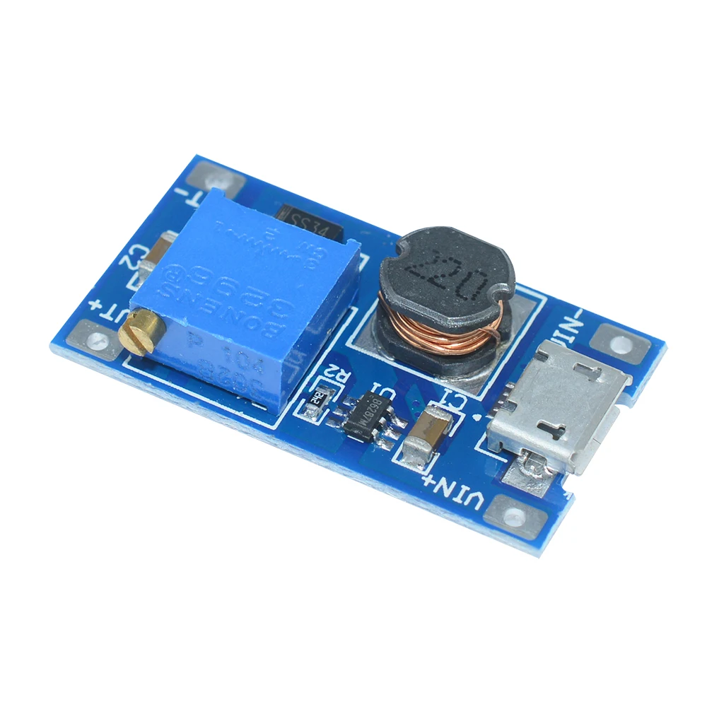 DC-DC Step-Up Power Module Micro USB TYPE-C Conversor de Tensão de Entrada 2A Boost Pressure Plate Ajustável para Arduino