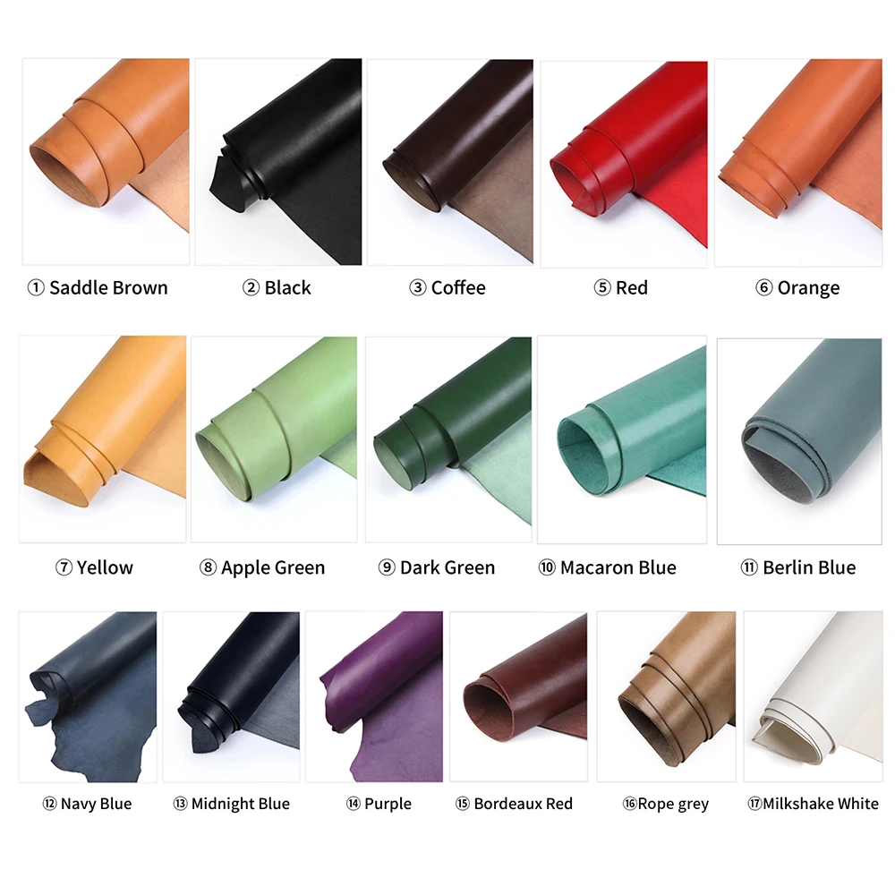 WUTA 30x30cm Top Quality New Waxed Bull Vegetable Tanned Leather DIY Genuine Leather Full Grain Cowhide-12Color Available