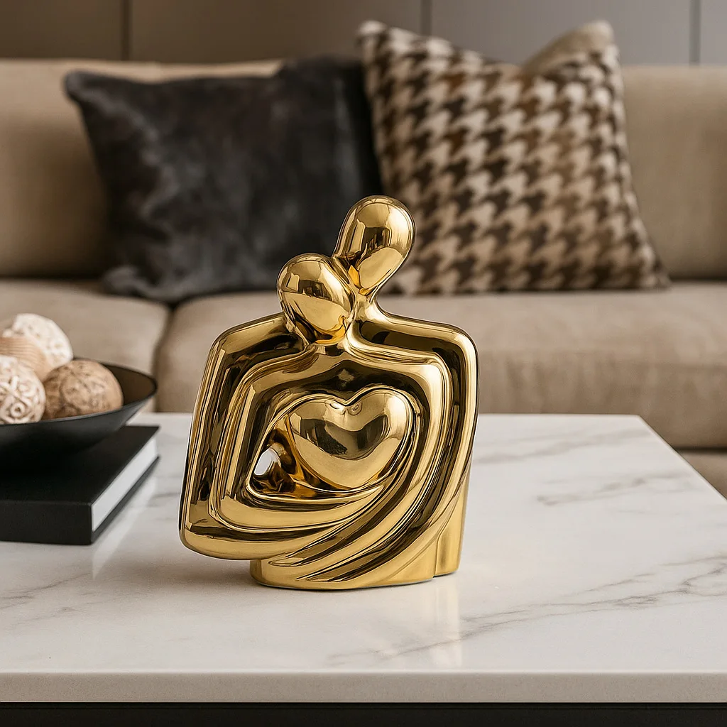 Home Decor Ceramic Couple Embrace Figurine Minimalist Light Luxury Sculpture Gift For Room Bedroom Soft Furnishing Ornament 2