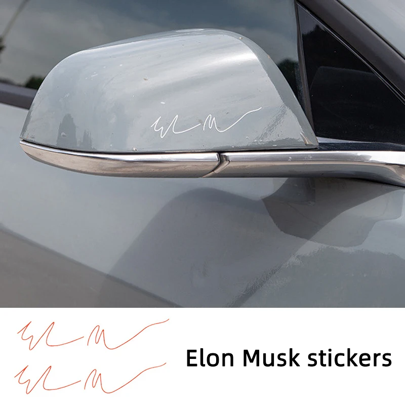 Elon Musk Signature Car Stickers For Tesla Model 3 Y X S Center Console Rearview Mirror Window Body Interior Decoration