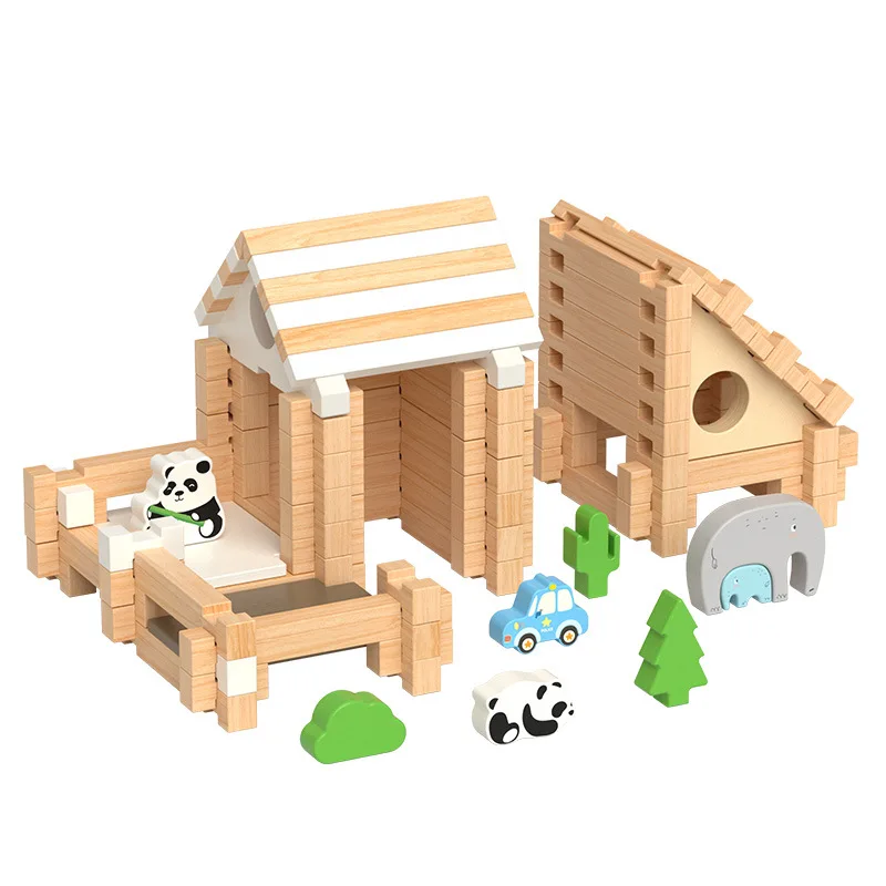 Luban Toys casa in legno blocchi di costruzione Assemable giocattolo mattoni impilabili fai da te kit di costruzione in miniatura giocattoli educativi per bambini