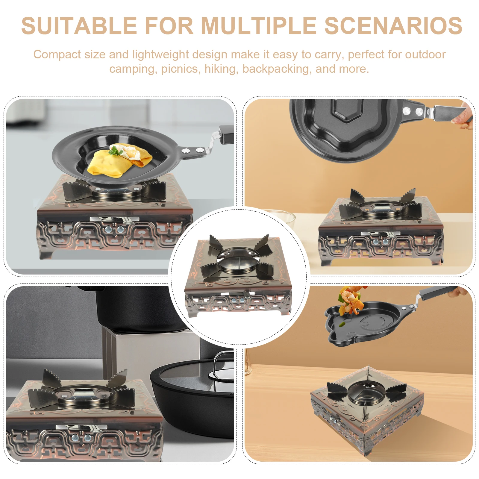 

Camping Stoves Small Hot Pot Wok Multi function BBQ Stove Stainless Steel Portable Outdoor Cooking Hiking Picnic Practical Metal