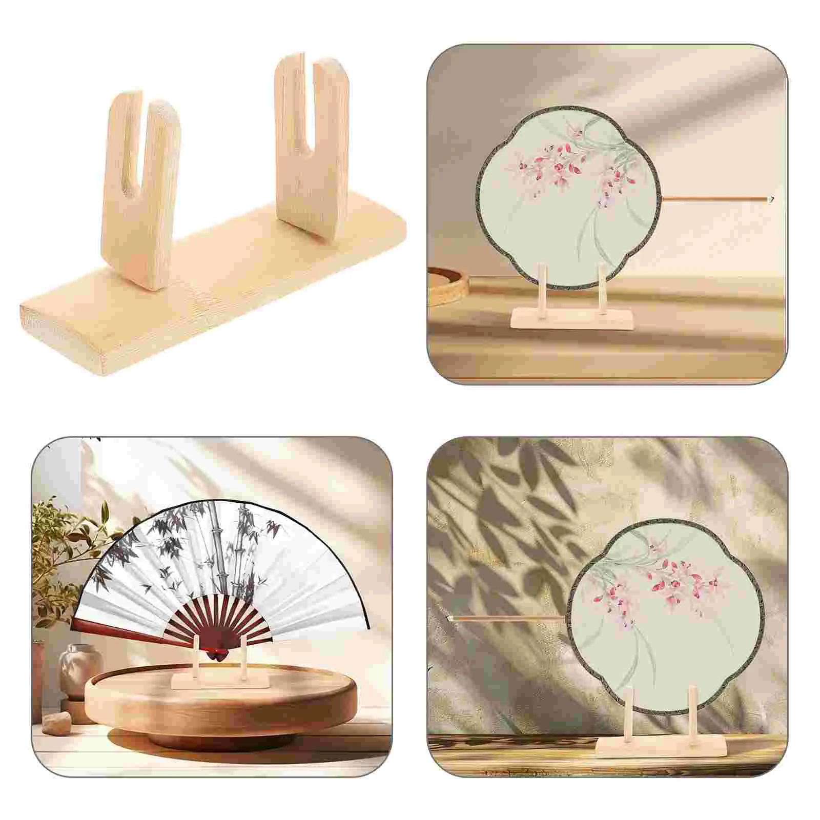 

Wedding Decor Japanese Style Fan Holder Bracket Storage Ventilator Stand Wood Wooden Office