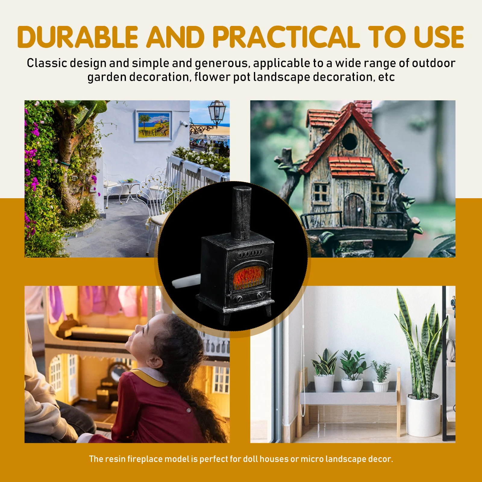 

Miniature Fireplace Resin Wall Mount Decor For House Light Indoor Simulation Furnishing Micro Landscape Ornament Home