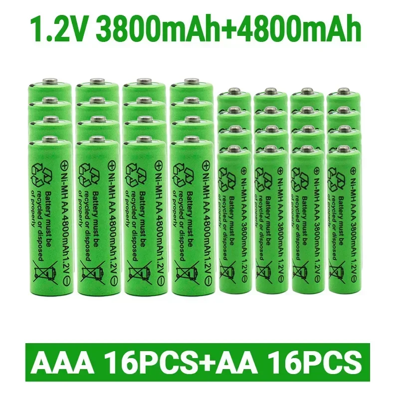 1.2V AA 4800mAh NI-MH Rechargeable Batteries+1.2 V AAA 3800 MAh Rechageable Battery NI-MH Battery + Free Shipping