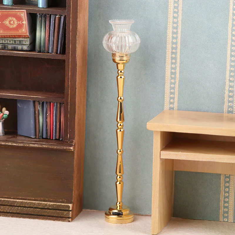 1/12 دمية مصغرة مصباح أرضي زهرة شكل LED مصباح نموذج الأثاث اكسسوارات ل بيت الدمية ديكور التظاهر اللعب اللعب هدية #3