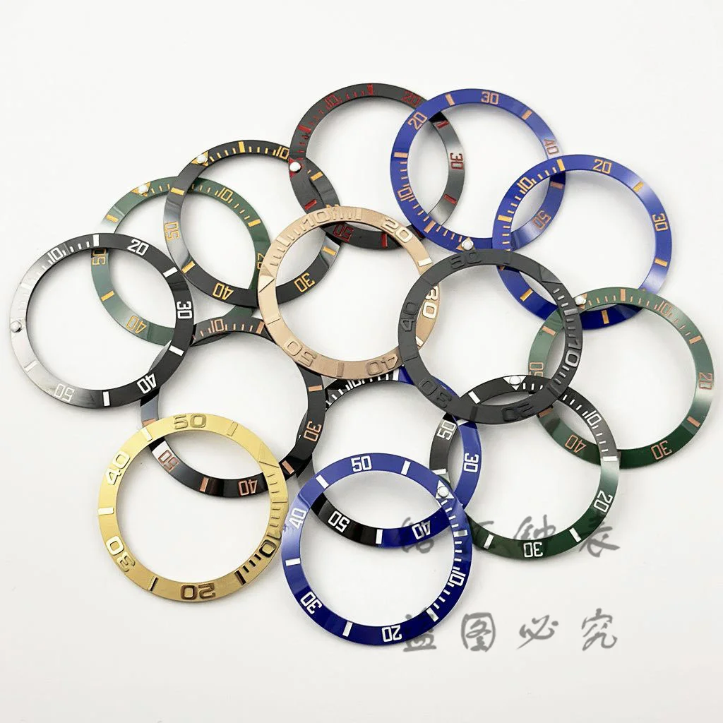38MM SUB Watch Ceramic Bezel Insert Black Blue Green Bezel Sloping Diving Watch Insert Watch Replace Watch Bezel Inserts Ring