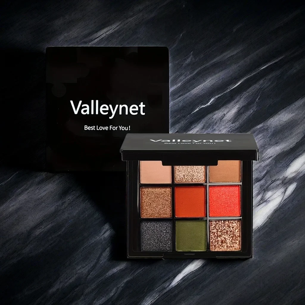 Slightly Drunk Red Wine 9-Color Eye Shadow Palette: Pearlescent Matte Metal Texture, Long-Lasting Waterproof & Sweat Proof