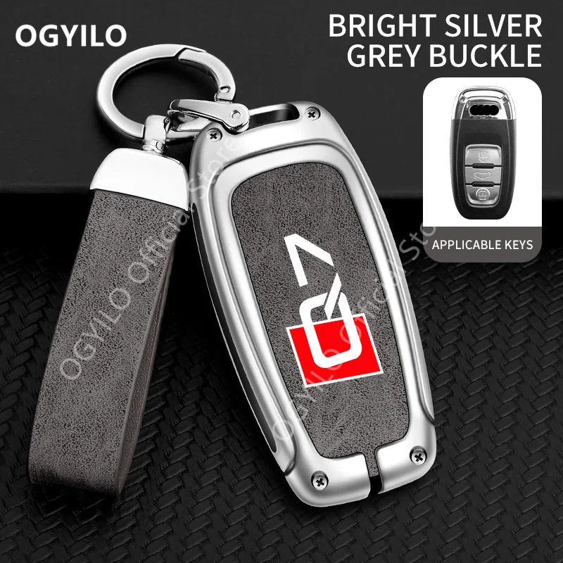 Zinc Alloy Leather Car Key Cover Case For Audi Q7 A style 3 buttons A3 A4 A5 A6 A8 Q3 Q4 Q5 Q6 High-quality Case Key Shell