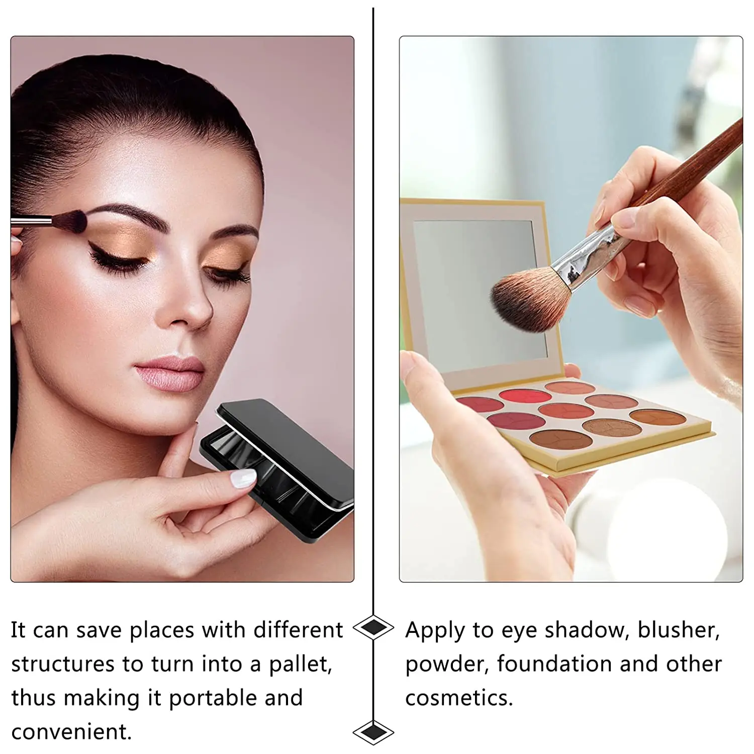 5Pcs Empty Matte Black Magnetic Eyeshadow Blush Palette Pan Make Up Container Storage Tray for DIY Cosmetics Supplies