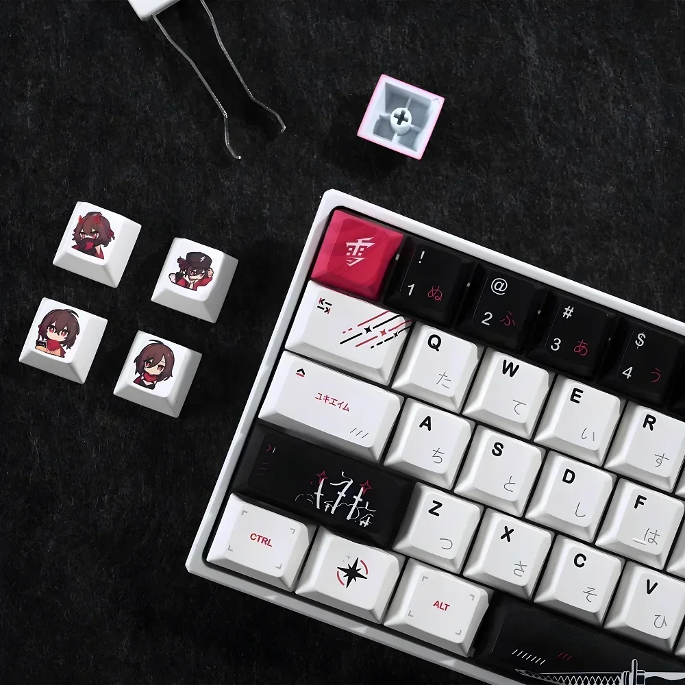 GEFENSI Yuki Aim Japanese Key Cap PBT 134 Key Anime Character For MX Switch HI75 HI8 F99 Wooting Mechanical Keyboard