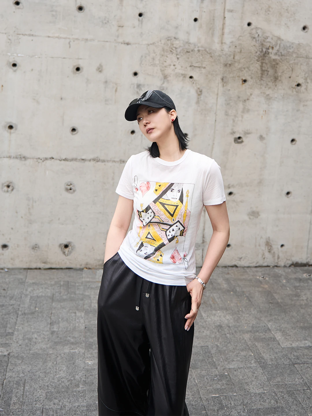 

TOFOD Red Heart Q High Twist Хлопковая футболка с коротким рукавом и круглым вырезом, без клеевого принта, белая, повседневная, свободного кроя, женская