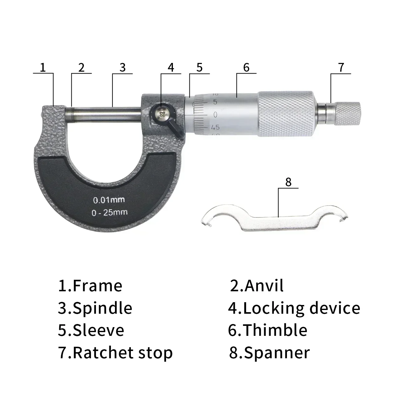 Precise Gauge Micrometer 0-25mm 0.01mm Outside Metric Caliper Measurement Micrometer Tool