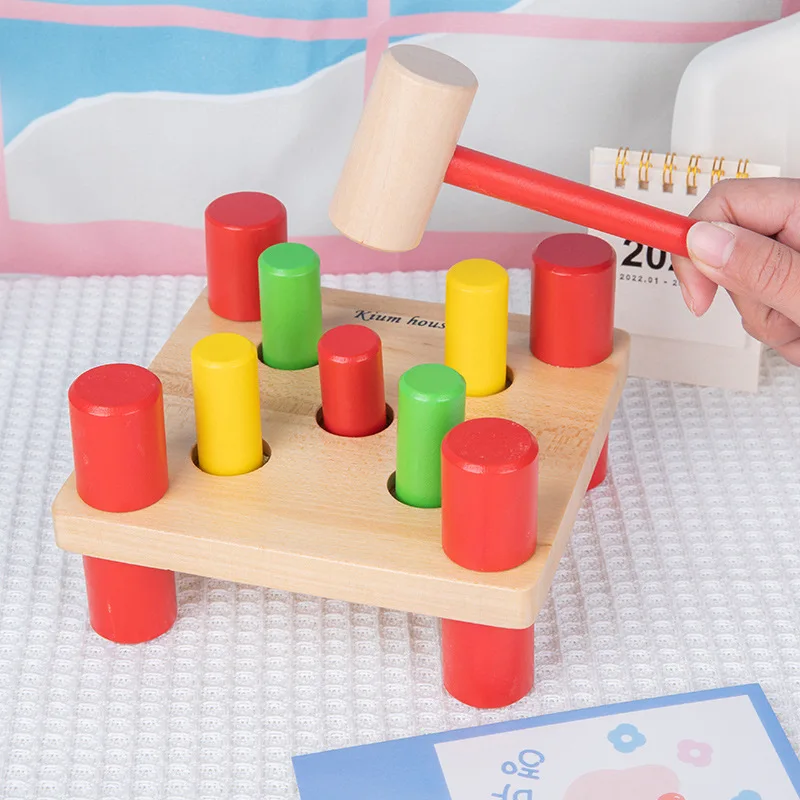 Wooden Montessori Toy Baby Hammering Knock Ball Box Intelligence Shape Sorting Matching Toy Early Learning Educational Toys Kids