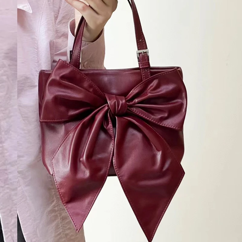 Genuine Leather Mini Handbag Bow Chain Shoulder Butterfly Bag Ma'am Fashion Leisure Time Popular Soft Texture