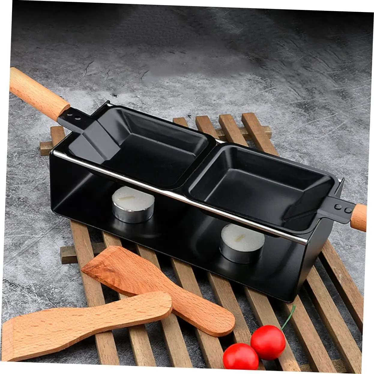 YIGO Stocked Non-Stick Cheese Raclette, Rotaster Baking Tray Stove Set Carbon Steel Portable Cheese Melter Pan