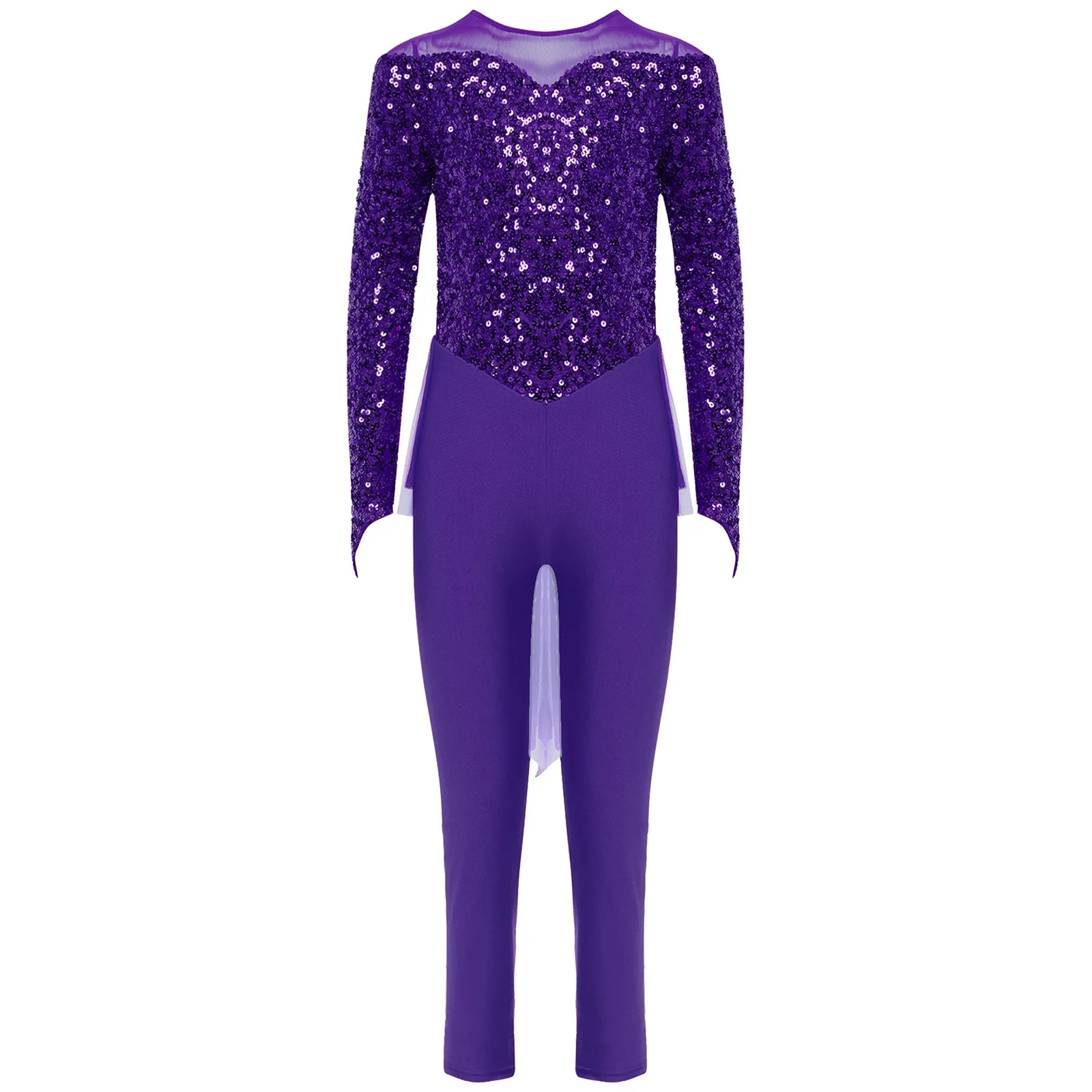 Costume da danza classica lirica per ragazze, paillettes lucide, body, ginnastica ritmica, body con gonna, tuta da pattinaggio di figura per bambini