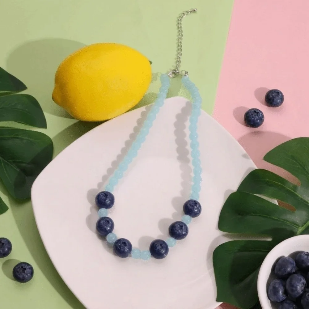 Simple Layered Fruit Bead Necklace Vintage Stackable Colorful Choker Handmade Unique Retro Necklace Vacation