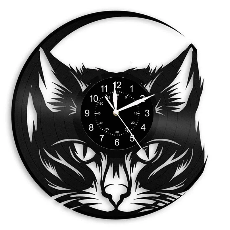 Cute Cat Wall Clock Cute Little Cat Vinyl Record Animal Wall Clock Cat Lover Gift Children\'s Room Decorative Art Wall Clock