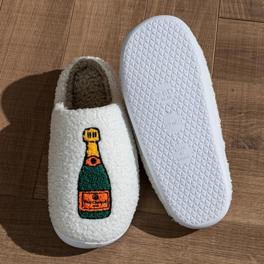 Winterliche, niedliche Hausschuhe mit Tassen-Stickerei für Damen, warme, weiche Sohle, bequem, lässig, modisch, Geschenk, Hausschuhe. – Detail 6