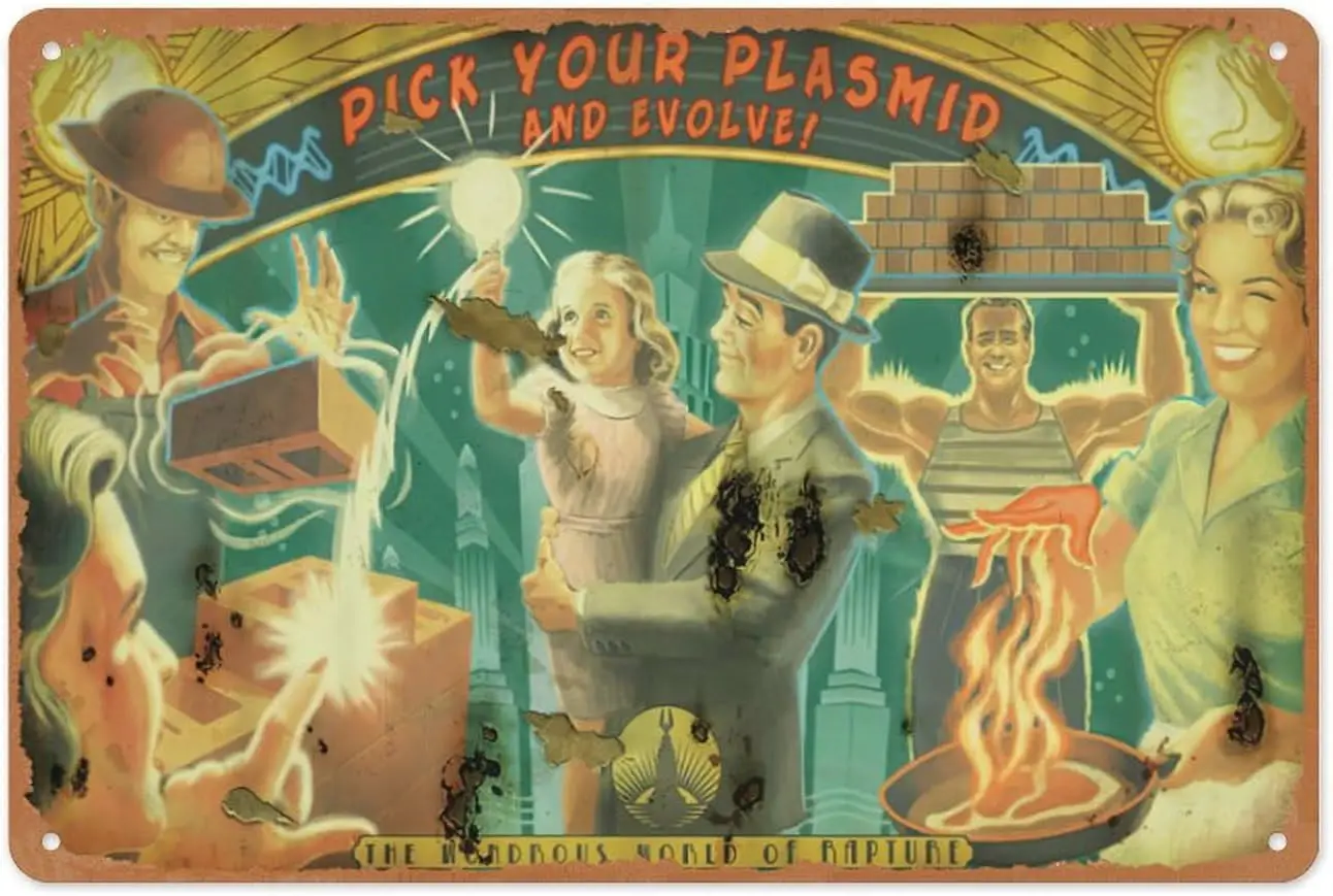 Vintage Metal Sign - – Pick Your Plasmid And Evolve - 8x12 Inch Wall Art for Garage, Man Cave, Game Room, Coffee House