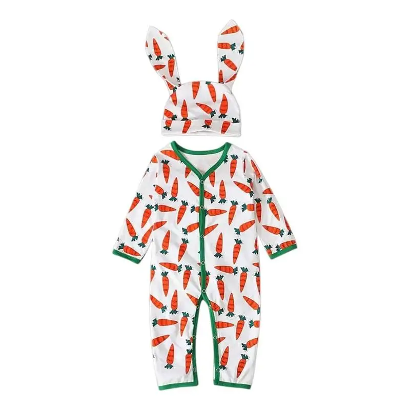 

Boys Girls Bunny Outfit Rabbit Ear Easter Outfits Breathable Easter Romper With Off-The-Shoulder Neckline Bunny Costume For