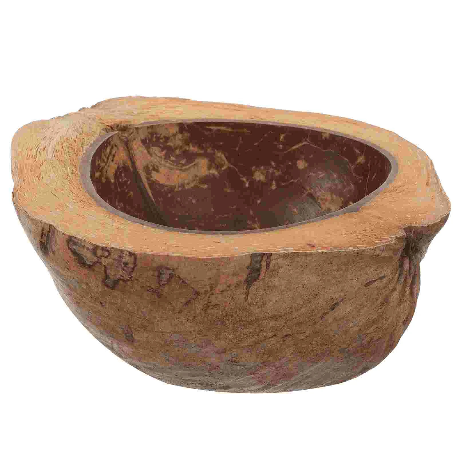 Round Coconut Shell Bowl Natural Coconuts Decor Bowl Salad Food Serving Bowl Hardware Scented Candle Cup Rice Fruit