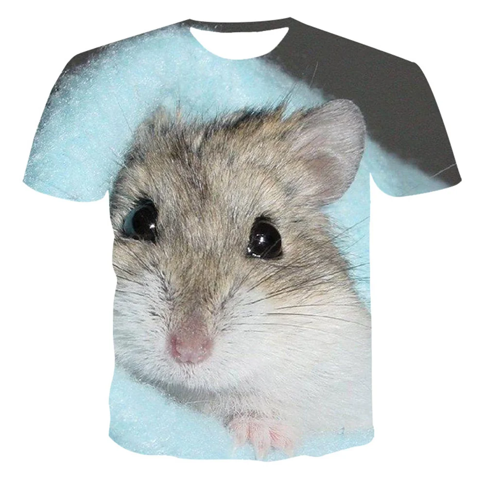 Funny Hamster Rabbit T-Shirts Animal 3D Print Men Women Fashion Oversized Short Sleeve T Shirt Harajuku Kids Tees Tops Clothing