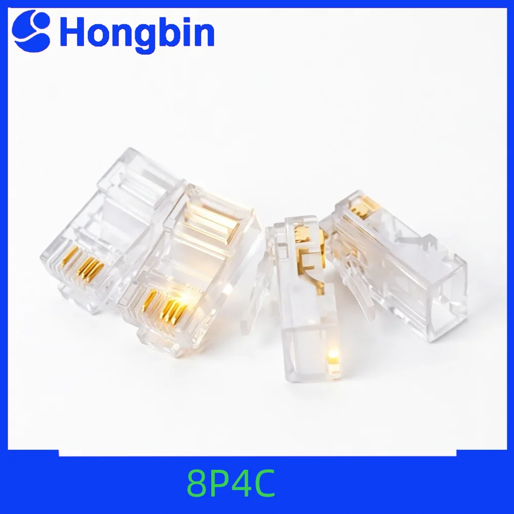 20/50/100 PCs RJ45 Connector 8p4c Connector Network Unshielded  Perforated Crystal Head Network Cable  Network Surveillance RJ45