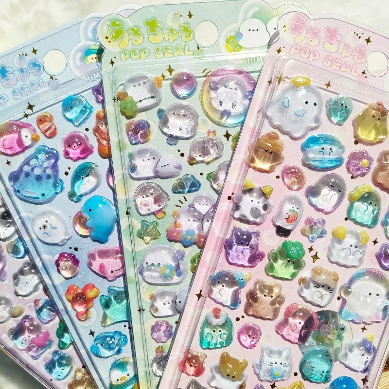 

New 4-piece set of sparkling crystal decorative stickers - cute animal and flower designs for phone cases and laptop stickers