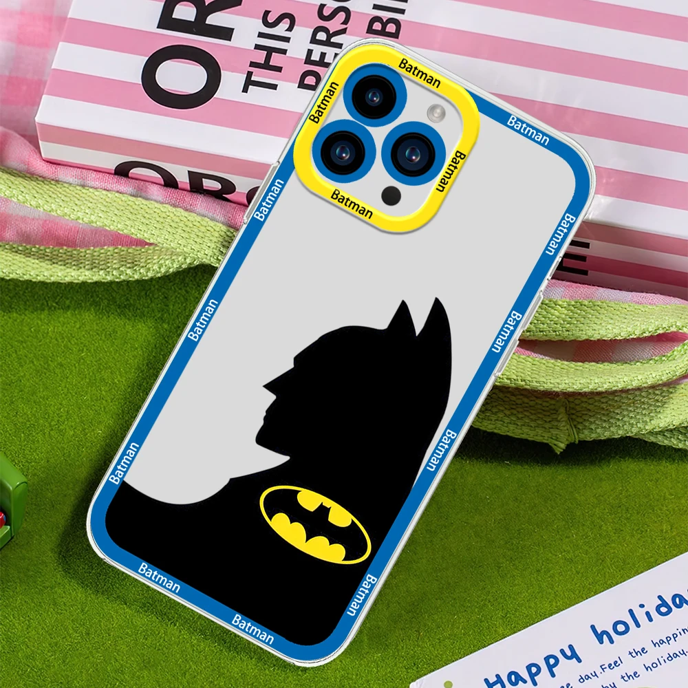 BEAST KINGDOM B-Batman Phone Case for iPhone 12 11 13 14 15 16 Max Pro Plus Transparent Bezel Cover