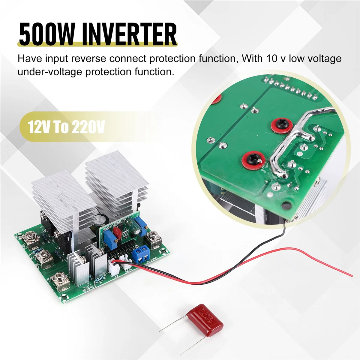 50HZ Inverter 12V to 220V Sine Wave Inverter Driver Board 500W with Voltage Regulator