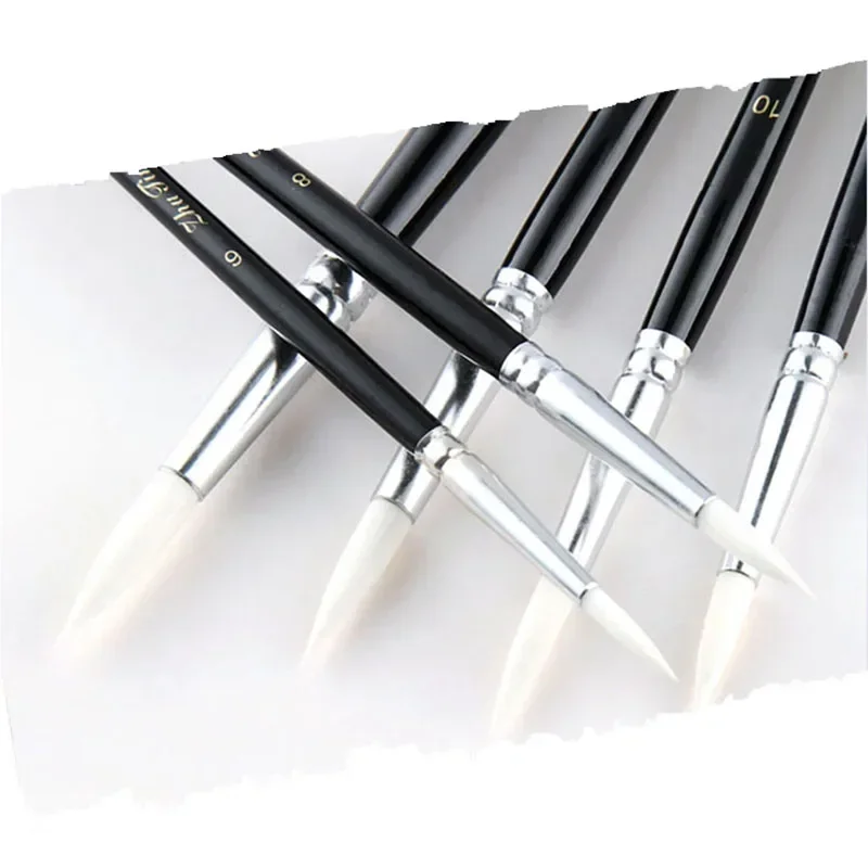 12Pcs Paint Brush Black Penholder White Nylon Hair Oil Painting Brushes Watercolor Acrylic Drawing DIY Art Supplies painting pen