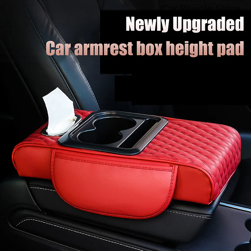 5-in-1 Multifunctional Car Armrest Box Car Center Armrest Tissue Box Organizer Bag Cup Holder Integrated Armrest Box Mat